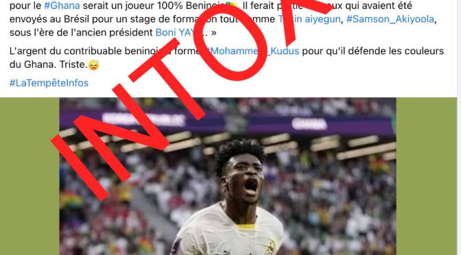 [Faits vérifiés] Origines de Mohammed Kudus des Black Stars : non, le footballeur n’a aucun lien avec le Bénin